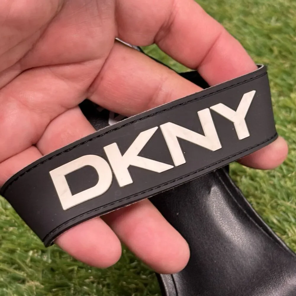 DKNY Brynlee Women’s Black Logo Slingback High Heel Sandals Size 8.5M DJS-2110
